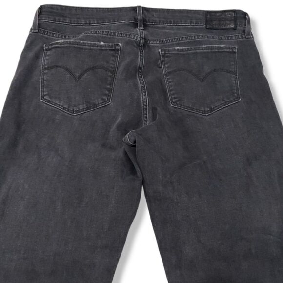 Levi’s 711 Skinny Jeans Size 31 Stretch Denim Pants Cut Raw Hem Faded Black - Picture 4 of 7